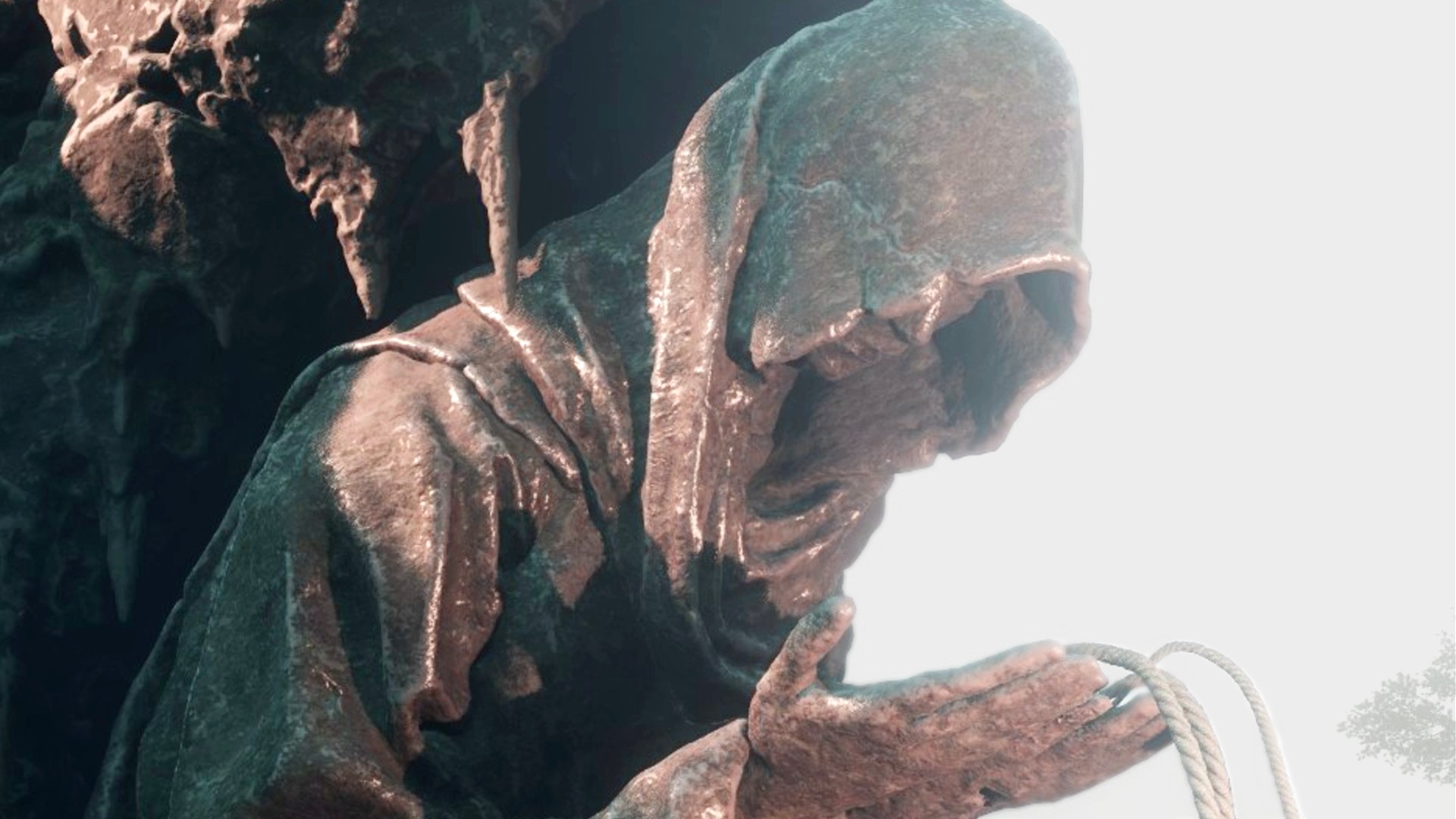 Stone statue holding the Mortal Shell II Chapel Key
