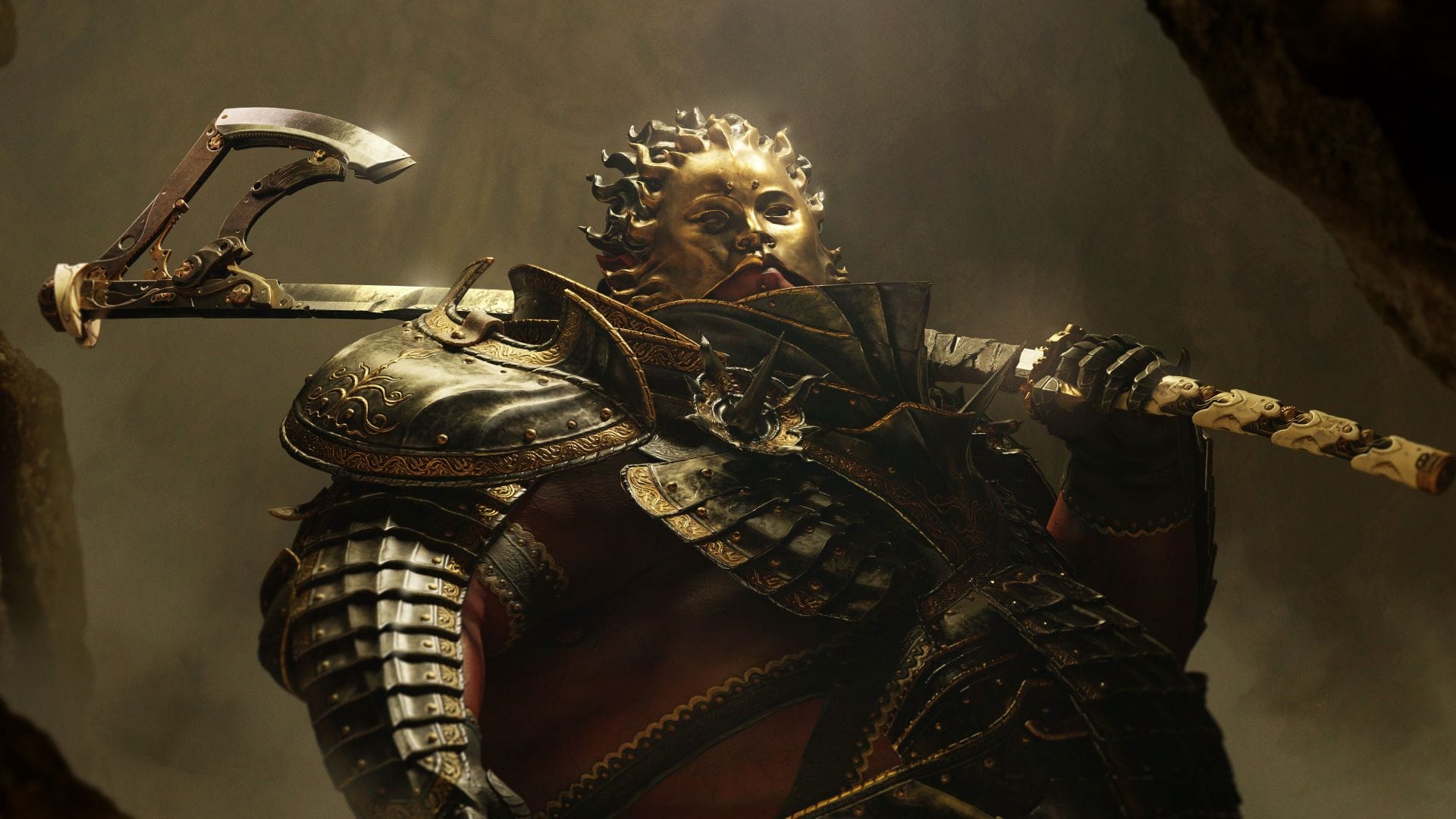 An armored Shell fighting enemies in Mortal Shell II