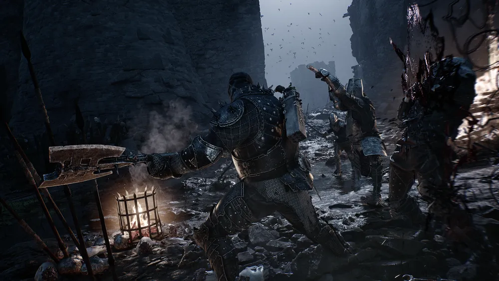 Mortal Shell II armored Shell fighting cursed soldiers