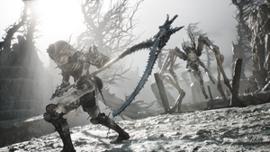 Mortal Shell II combat scene against skeletal enemies